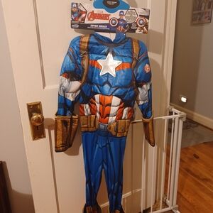 Marvel Captain America Kids Costume - Blue, Red, and Brown